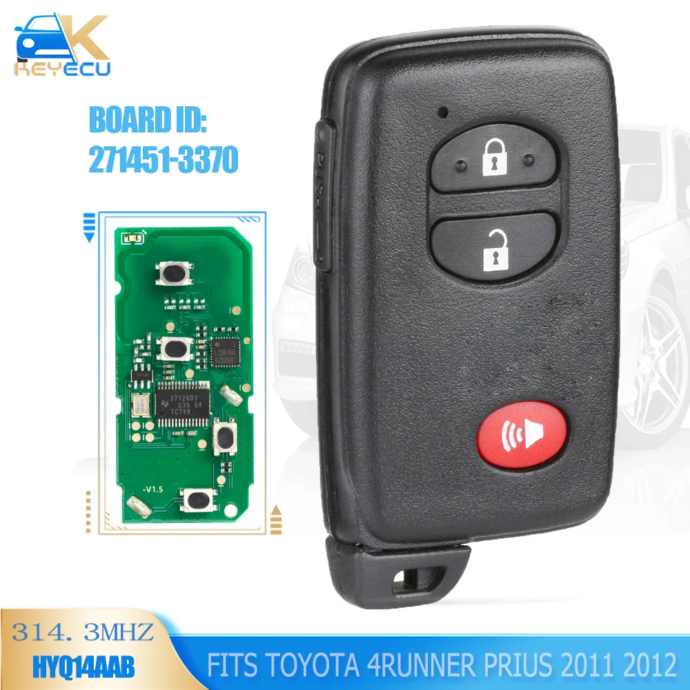 

KEYECU 271451-3370 Board# Smart Remote Key 314.3MHz / 433MHz Fob for Toyota 4Runner Prius 2011 2012 HYQ14AAB
