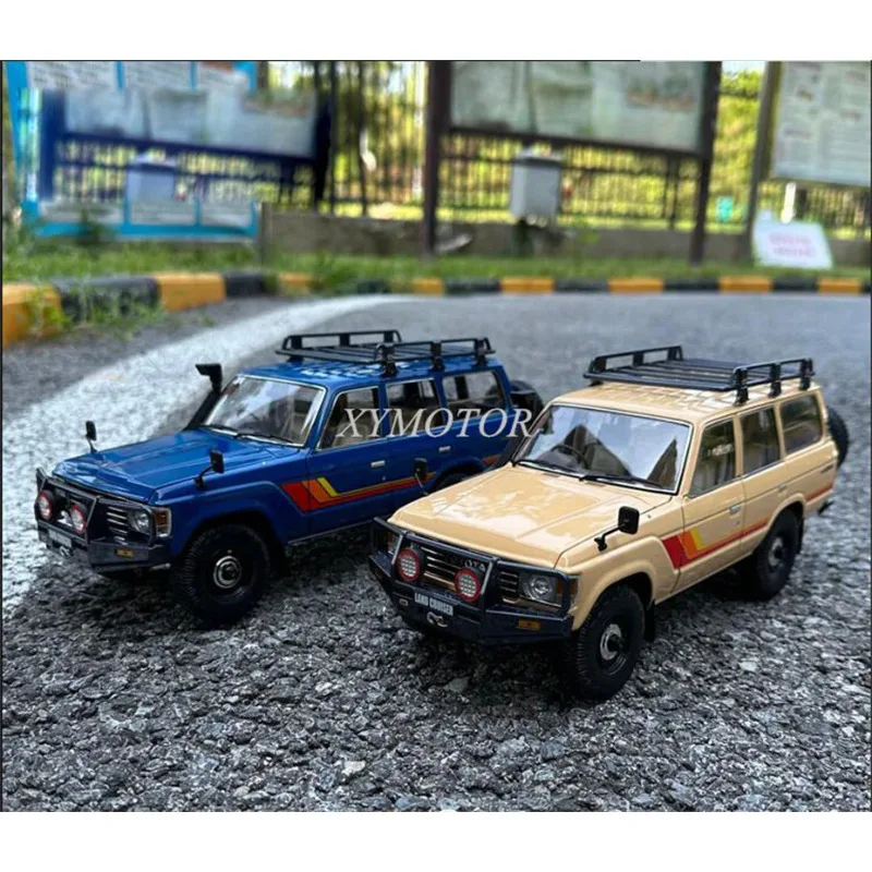 

Коллекция 1/18 Kyosho для Toyota Land Cruiser LC60, модель автомобиля под давлением пятого поколения, подарки для хобби, демонстрационные украшения, синий/бежевый
