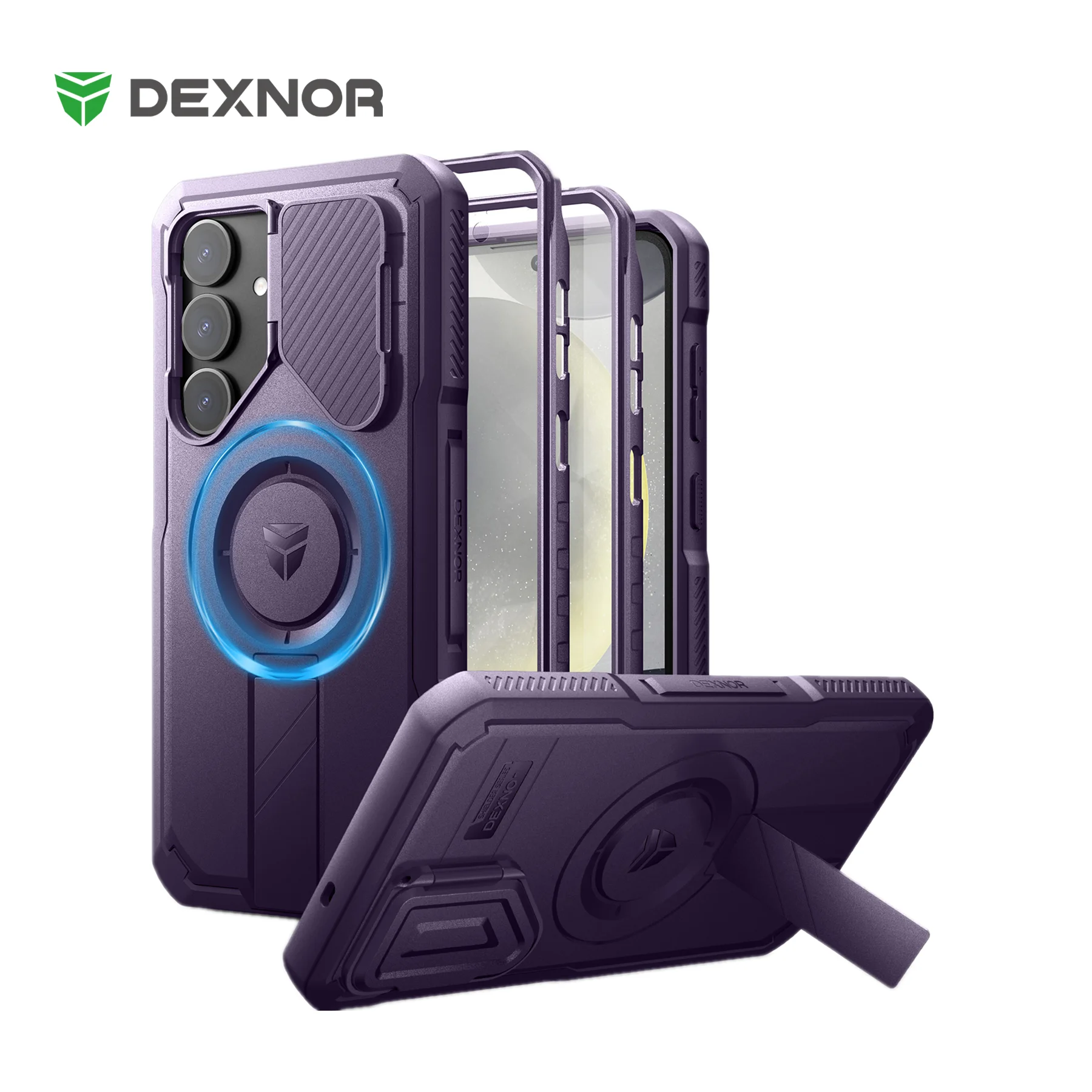 Shockproof Case with Sliding Camera Cover, Screen Protector, and Kickstand