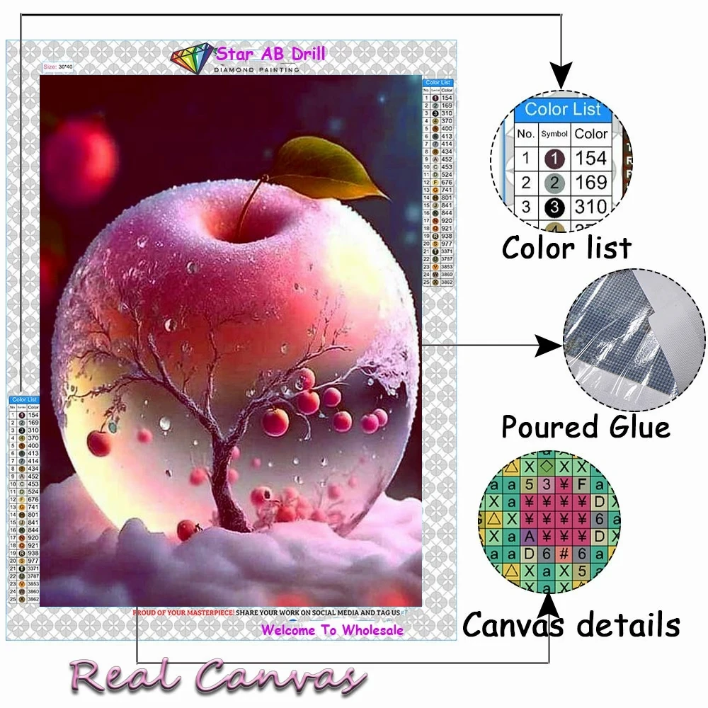 Apple Blossom AB 帱 ̾Ƹ , ũ ڼ, Ƹٿ   ǳ, 5D DIY ŰƮ,  ǰ, Ȩ 