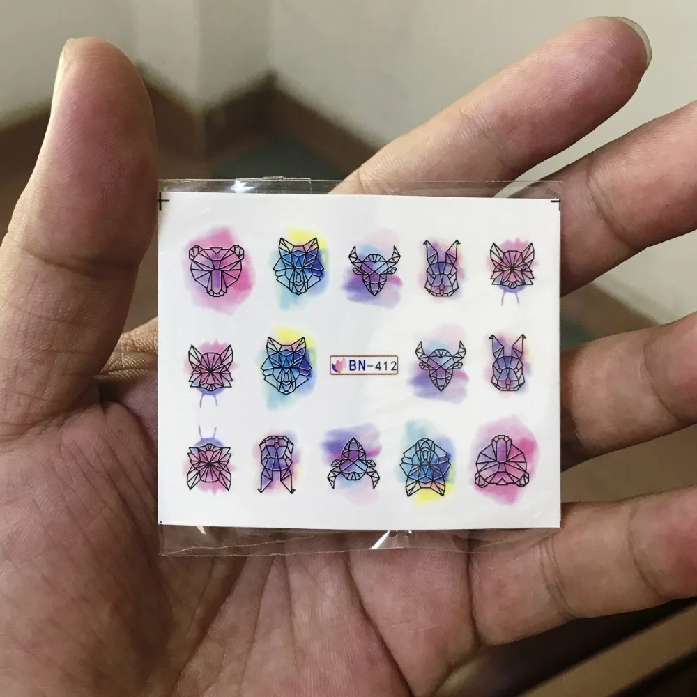 Water sticker for nail art decoration slider watercolor ink cattle dreamcatcher design decal manicure lacquer accessoires 7