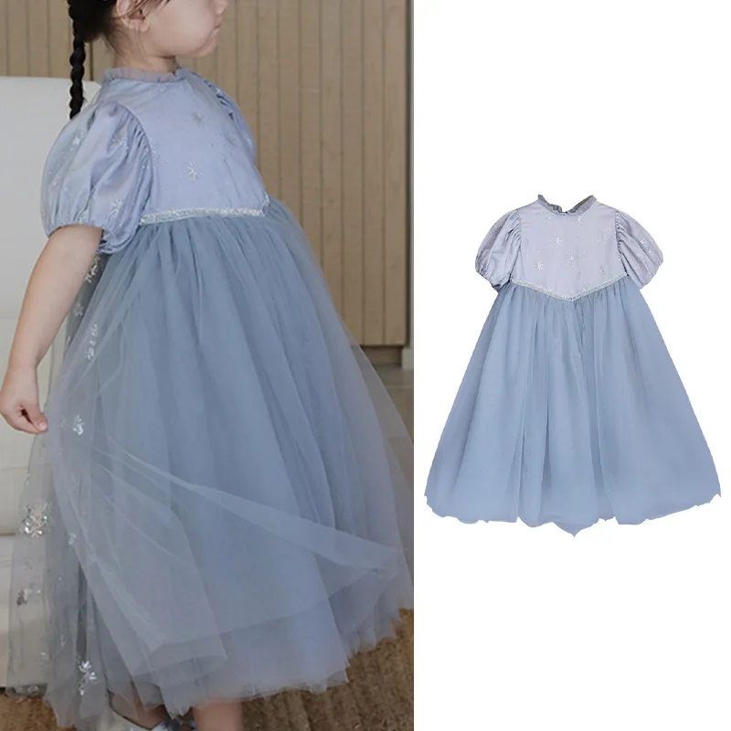 

Jenny&Dave 2023 Summer New Fashionable Girl Short Sleeve Yarn Dress Temperament Princess Dress Children's Birthday Dress Girl Dr