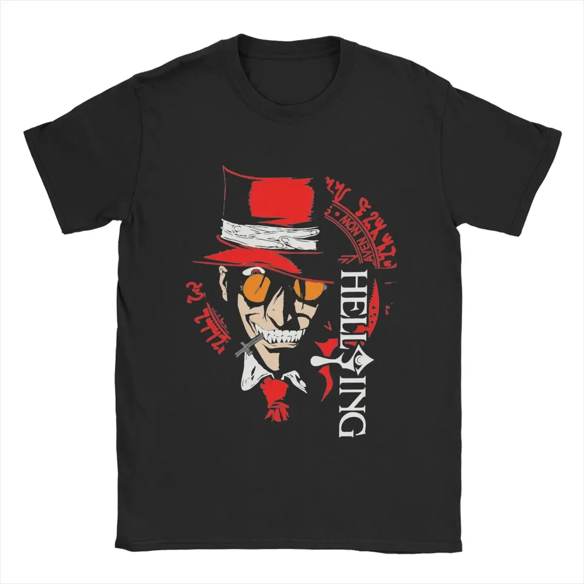

Vintage Hellsing T-Shirts for Men Round Collar 100% Cotton T Shirts Anime Short Sleeve Tees Party Tops