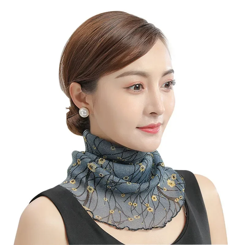 

Fashion Neck Collar Print Shiny Variety Loop Scarf Ruffle Lace Scarf Pearl Pendant Organza Chiffon Scarves Bandana Headband