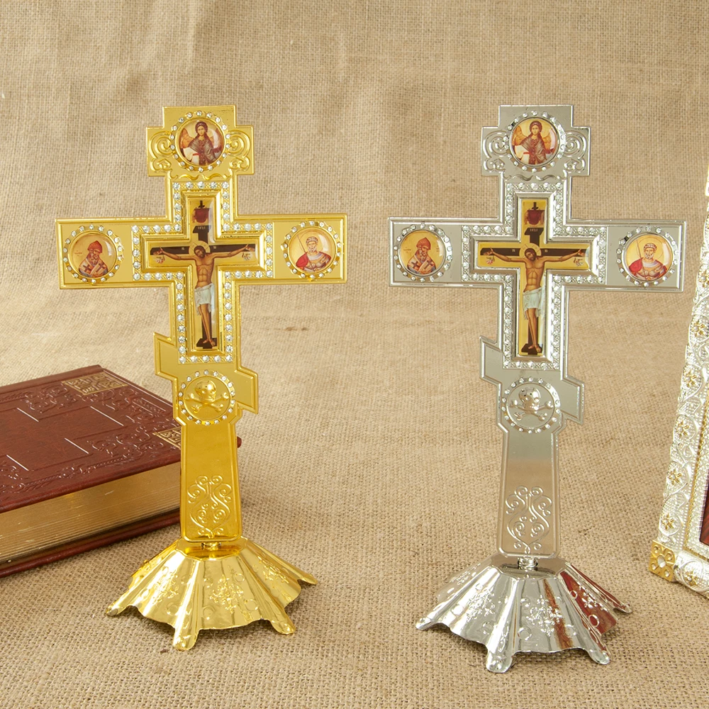 Orthodox Cross Blessing Cross Stand Church Decoration Gold Planting Jesus Religion Gift HT wood cross,religious ritual accessories