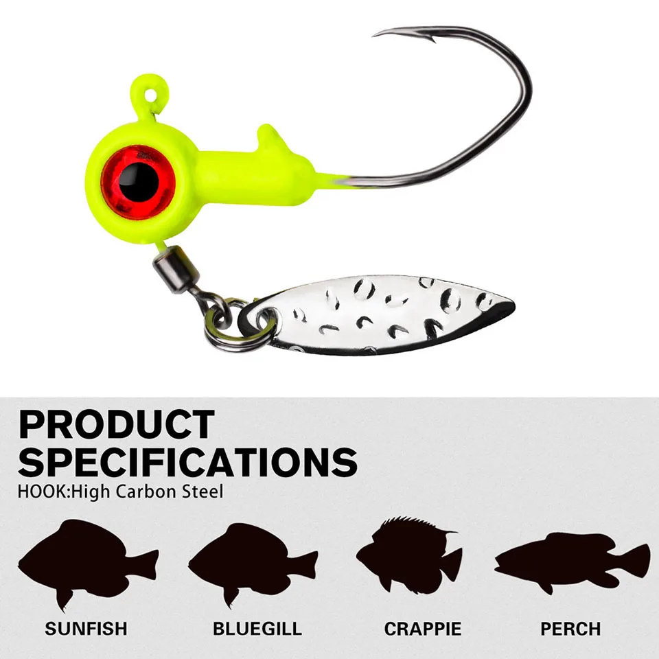 Loogdeel 5Pcs/Lot 1.4g 1.6g 3g Soft Bait Hook Spoon Spinner with Metal Sequin Sliced Fishing Tackle Suitable For Perch Bluegill