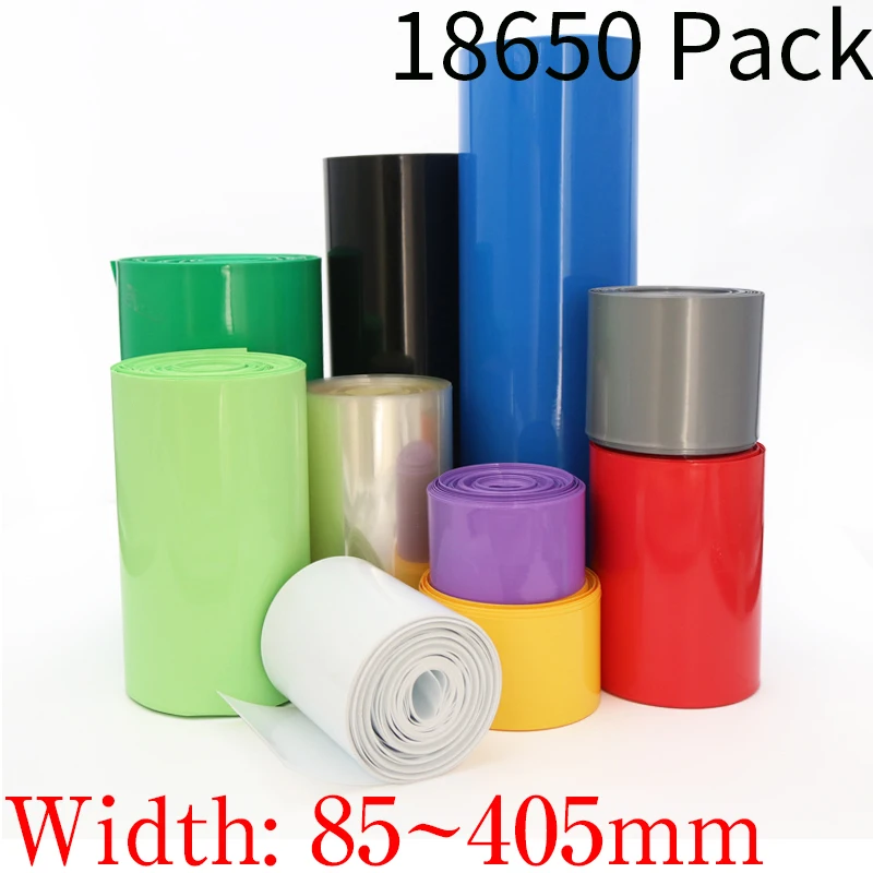 18650 Lipo Battery PVC Heat Shrink Tube Pack 85mm ~ 400mm larghezza coibentato Film Wrap custodia al litio custodia per cavo blu