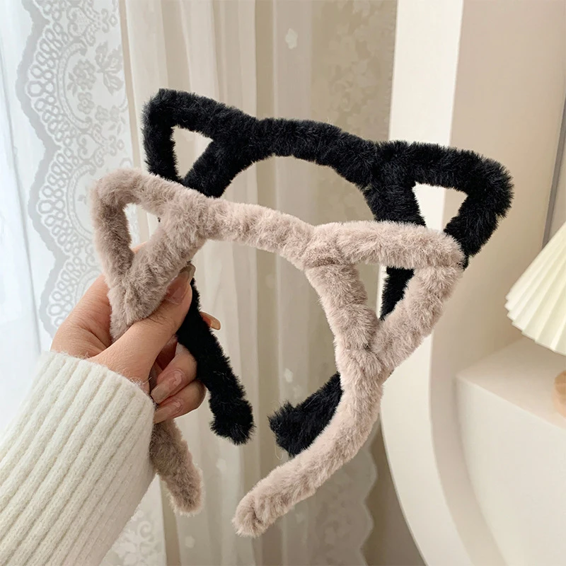 Katze Ohr Stirnband Plüsch Winter Pelzigen Kaninchen Ohr Haarband haarband Für Frauen Haar Zubehör Party Kostüm Headwear – Detail 4