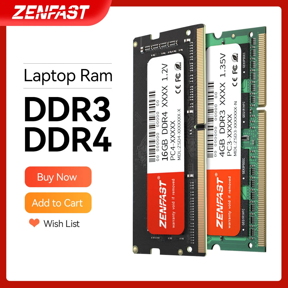 Zenfast Laptop Ram Ddr3 Ddr4 4gb 8gb 16gb Ddr3l 1333 1600 2400 2666 2133mhz 204pin Sodimm Notebook For And Amd - Rams - AliExpress