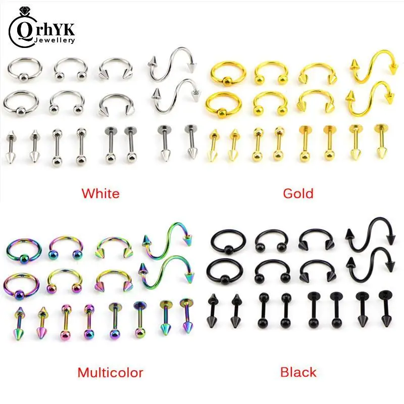 8/16PCS Stainless Steel Fashion 16G Titanium Anodized Body Jewelry piercing jewelry ear piercing jewelry body piercing jewelry body jewelry nose rings Helix Piercing Ear Eyebrow Nose Lip Captive Rings