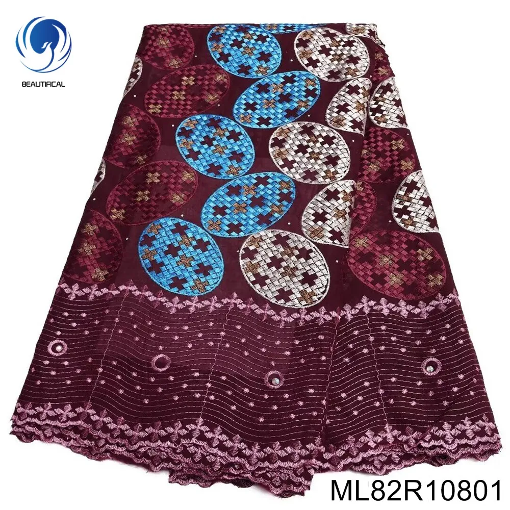 

Nigerian Swiss Voile Lace Fabric, Embroidered Design, 5 Yards, Classical Elegance, Party Dress, ML82R108, 100% Cotton, 2024