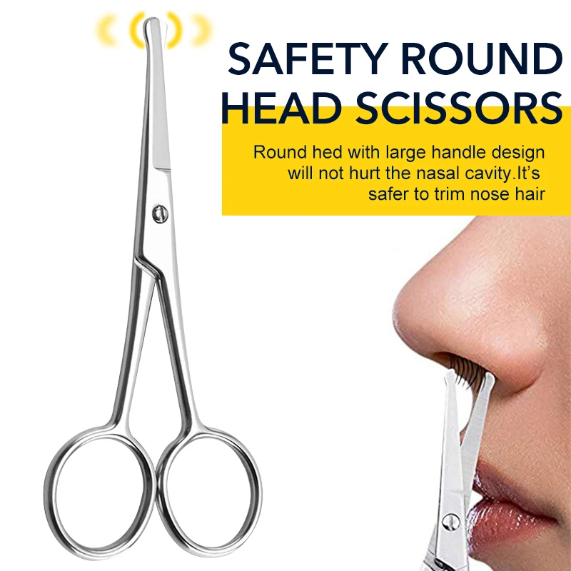 1Pcs Nose Facial Hair Small Mini Scissor Rounded Tip Stainless Steel Trimmer For Eyebrows Eyelashes Beard Trimming Grooming 2