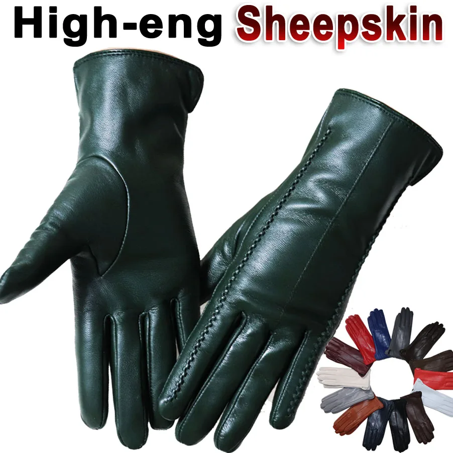 Fleece Lined Leather Gloves Women Leather Winter Gloves Women