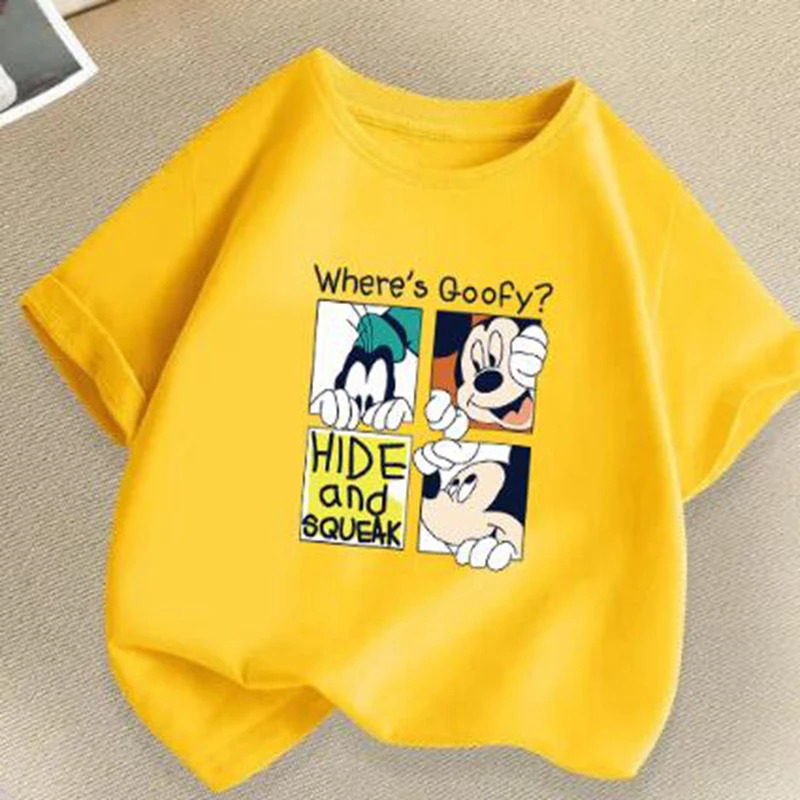 Boy Summer Clothes Short Sleeve Tshirts Girl Tee Cartoon Mickey Mouse Donald Duck Cotton Children Kid Toddler Outfit Pajama Tops
