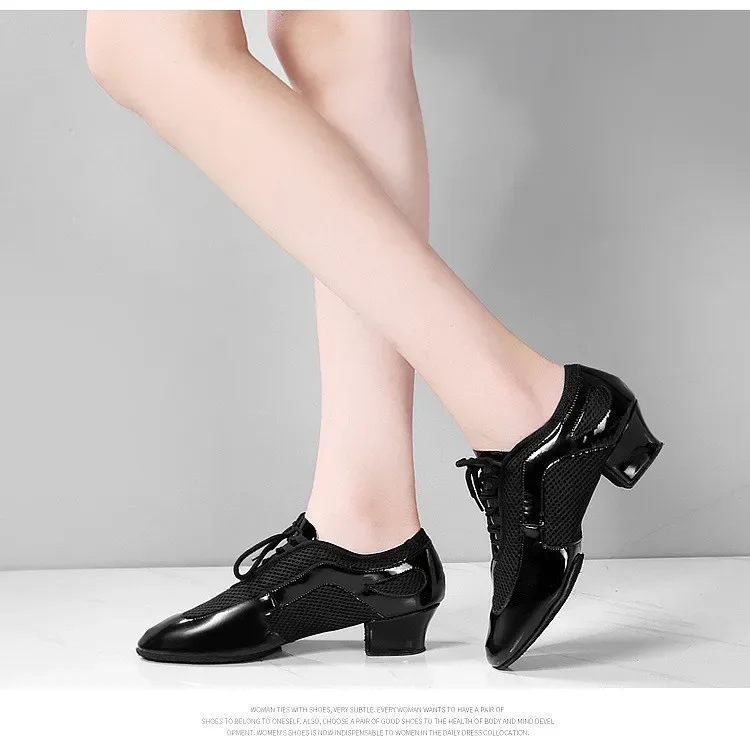 Outdoor Indoor Wear Leather Latin Dance Shoes for Women Men 3.5cm 5cm Heel Tan Black Ballroom Dance Shoes Street 46