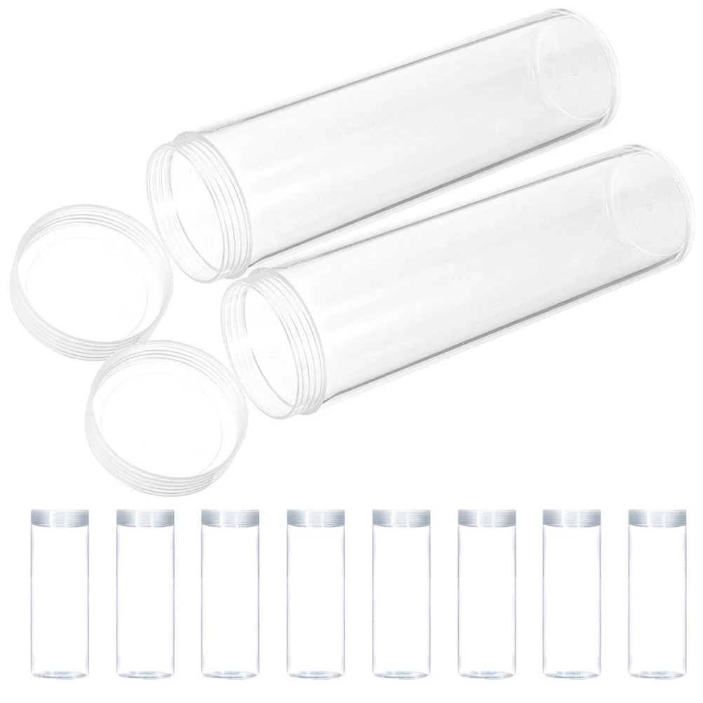 

10pcs Coin Tubes Quarter Rolls Wrappers Plastic Coin Holders Coin Storage Tube