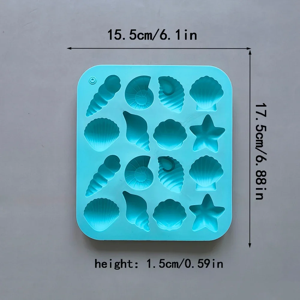 16 Conch,Starfish,Cavity Shell And Other Shaped Silicone Molds DIY Candy Pudding, Ice Grid Chocolate Cake Mold