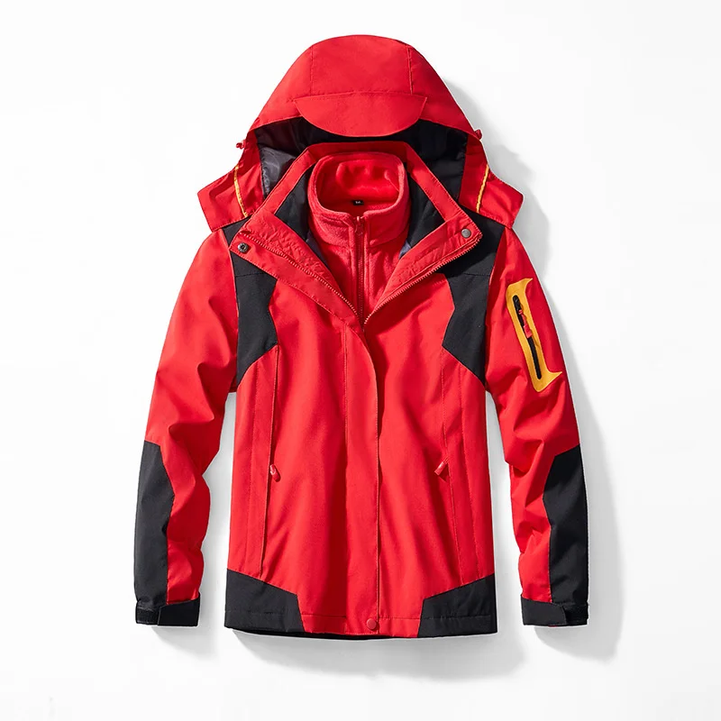 

Hooded Plus Velvet Three-in-one Jacket Windbreaker Warm Waterproof Outdoor Thickened Fleece Thick Mountain Overcoat