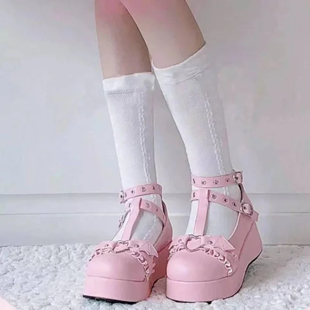 Womens Platform Boots Gothic Punk Shoes Lolita Ladies Wedges Thick Heels Cute JK Retro Harajuku 35-43 Plus Size New 3