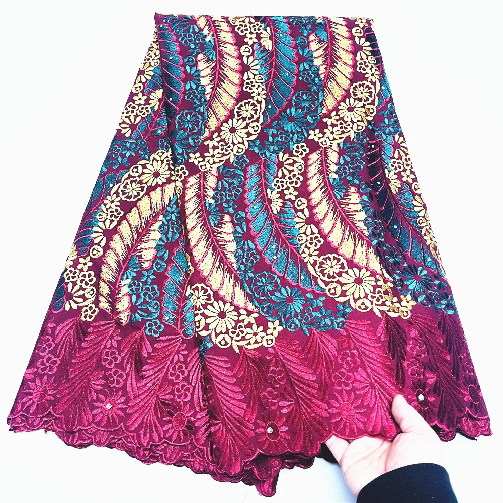 

Hot Sale Nigeria Swiss Cotton Lace High Quality 5yards Swiss Voile Laces in Switzerland African Dry Lace Fabric For Sew TV305-2