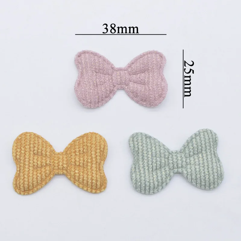 50 Teile/los 38*25mm Glitter Tuch Fliege Applikationen für DIY Hut Handschuhe Kleidung Leggings Nähen Liefert headwear Dekor Patches – Detail 2