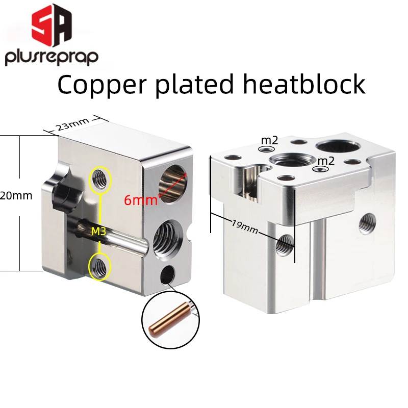 T-vulcão Banhado a Cobre Aquecedor Bloco Acessórios para Impressora 3d Compatível com Drag-on v6 Hotend Alta Qualidade - Imagem 2