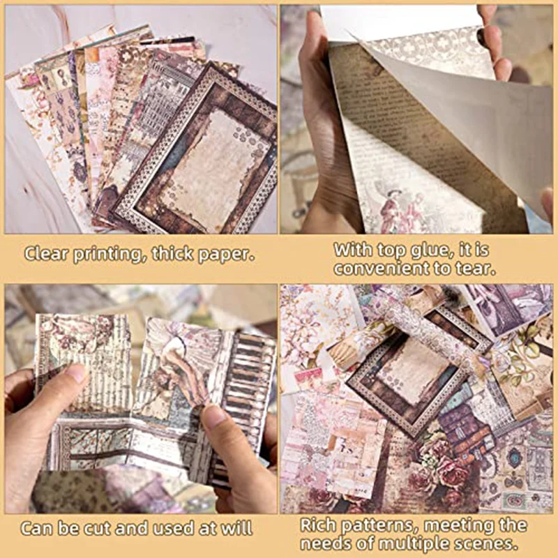 빈티지 스크랩북 종이 꽃 시리즈 스크랩북 용품, DIY 컬렉션 장식 종이, 500 개