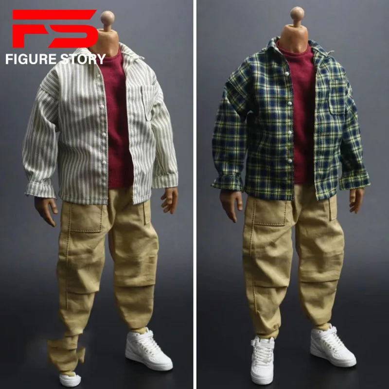 

Мужская одежда для кукол в масштабе 1/6, клетчатая рубашка, повседневные брюки, подходит для модели экшн-фигурки 12 дюймов