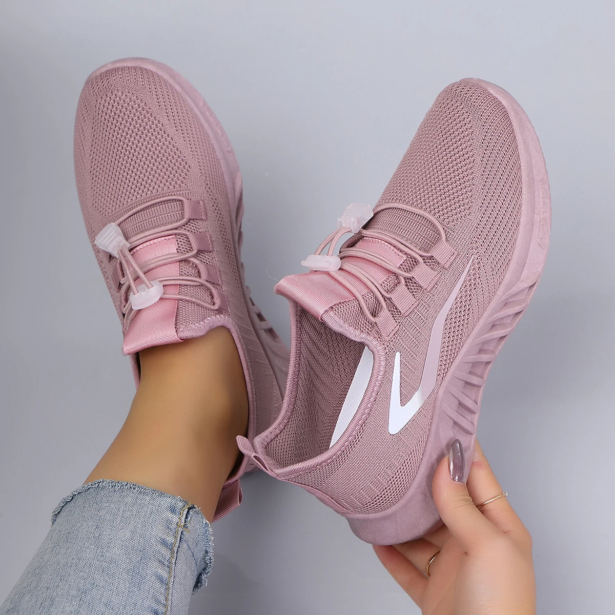 أحذية نسائية صيفية مسطحة من القماش الشبكي قابلة للتنفس، أحذية نسائية كاجوال، أحذية رياضية، تخفيضات، شحن مجاني