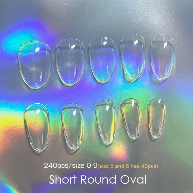 Gel Nails Extension System Full Cover Sculpted Clear Stiletto Coffin False Nail Tips 240pcs/bag Short Round Oval