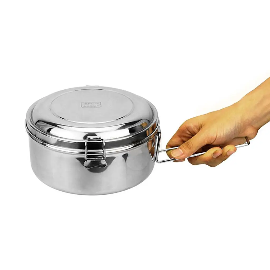 Round Portable Outdoor Bento Box for School Kids Stainless Steel Mess Tin,Keep