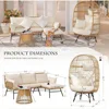 4-piece Bohemian Outdoor Furniture Set with Egg Chair and Ice Bucket, Small L-shaped Willow Conversation Segmented Sofa Set 4