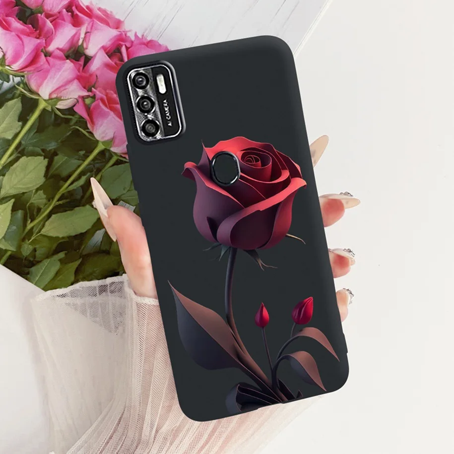 Floral Soft Black Silicone Bumper Phone Cover