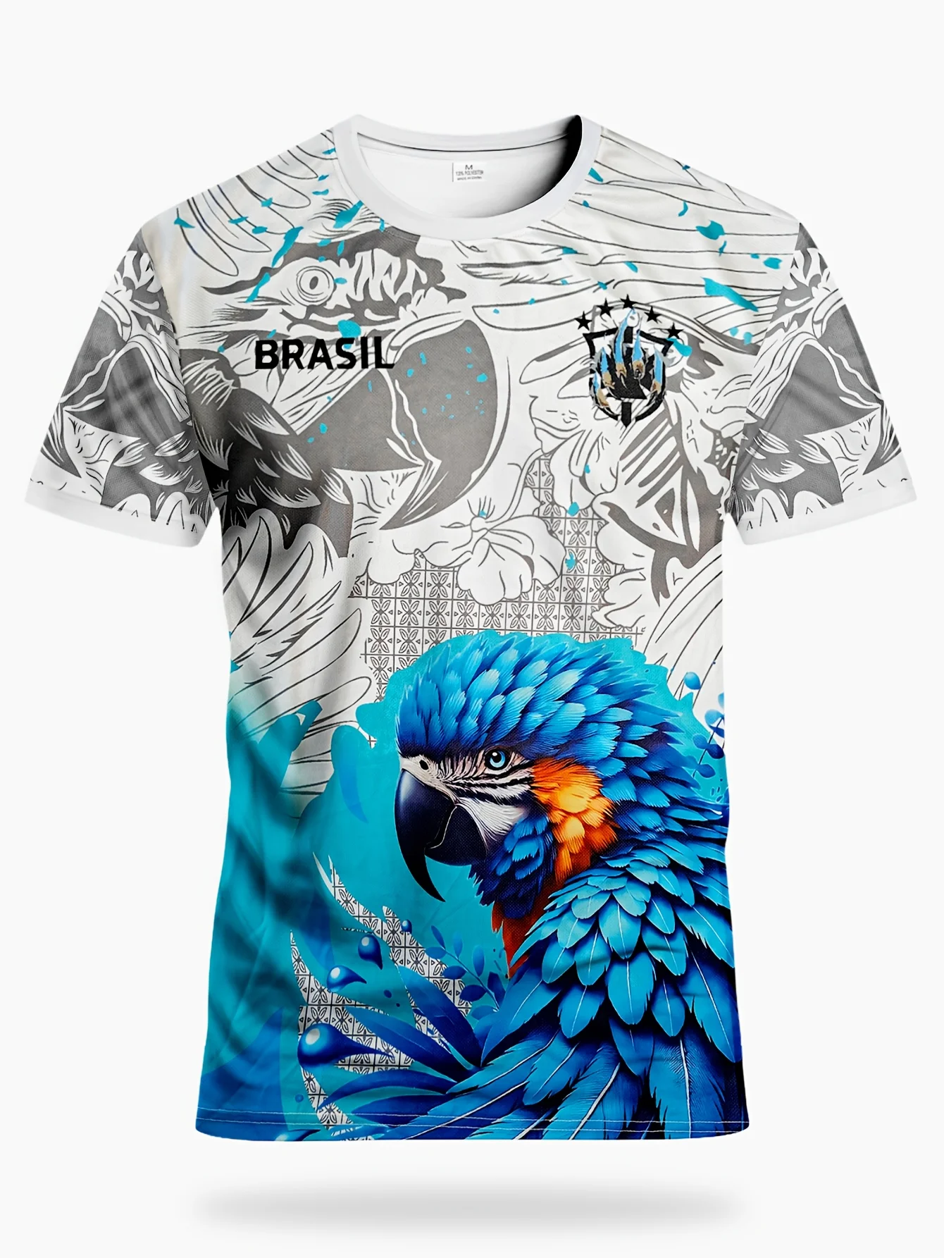 Brazil National Fan Art Pattern Men's T-shirt, Macaw Football Team Jersey,outdoor Sports Fitness,casual And Fashionable_voghion.com