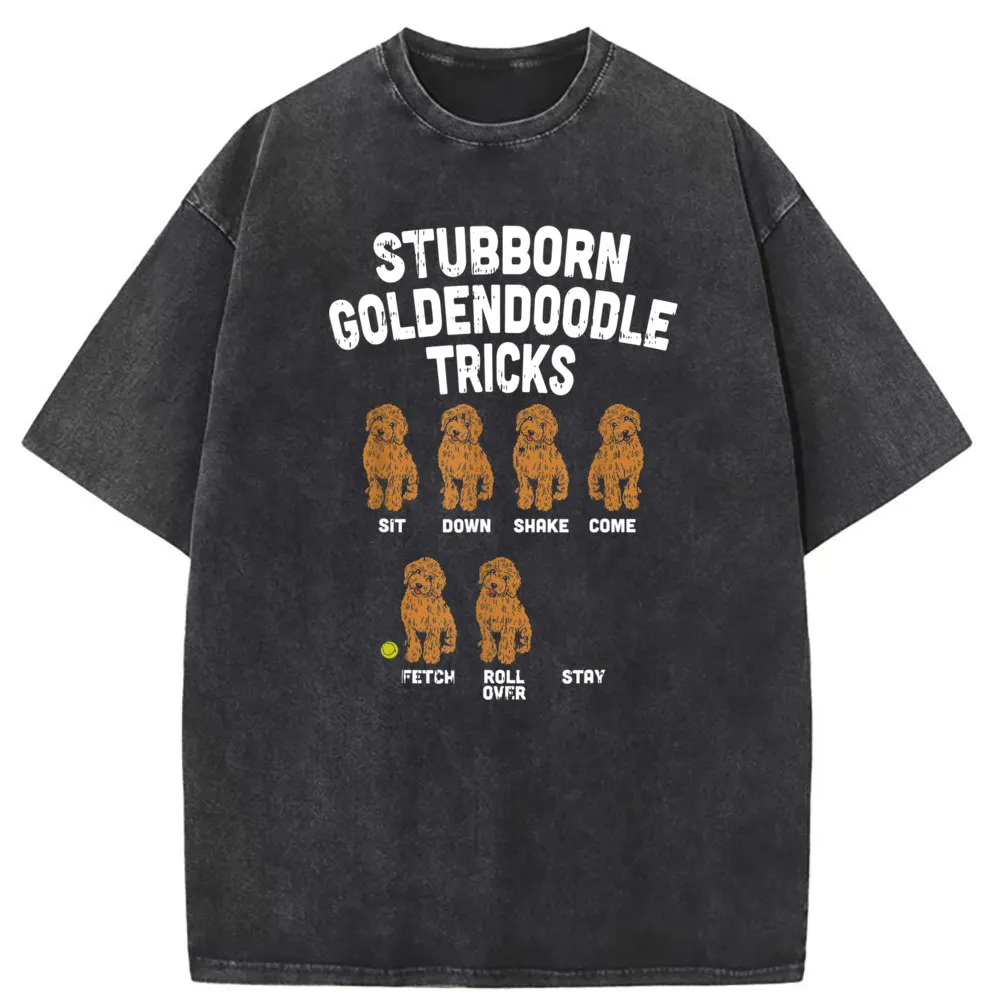 

Cute Dog Printed T-shirts For Man Women Stubborn Goldendoodle Tricks Long Sleeve Tee Shirt Men Washed Sweatshirts Oversized