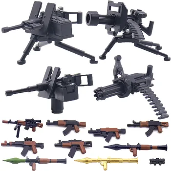 WWII Military Building Blocks Solider Figures Weapons Equipments Accessories Gatlin M2 Heavy Machine Guns RPG MOC Mini Bricks 1