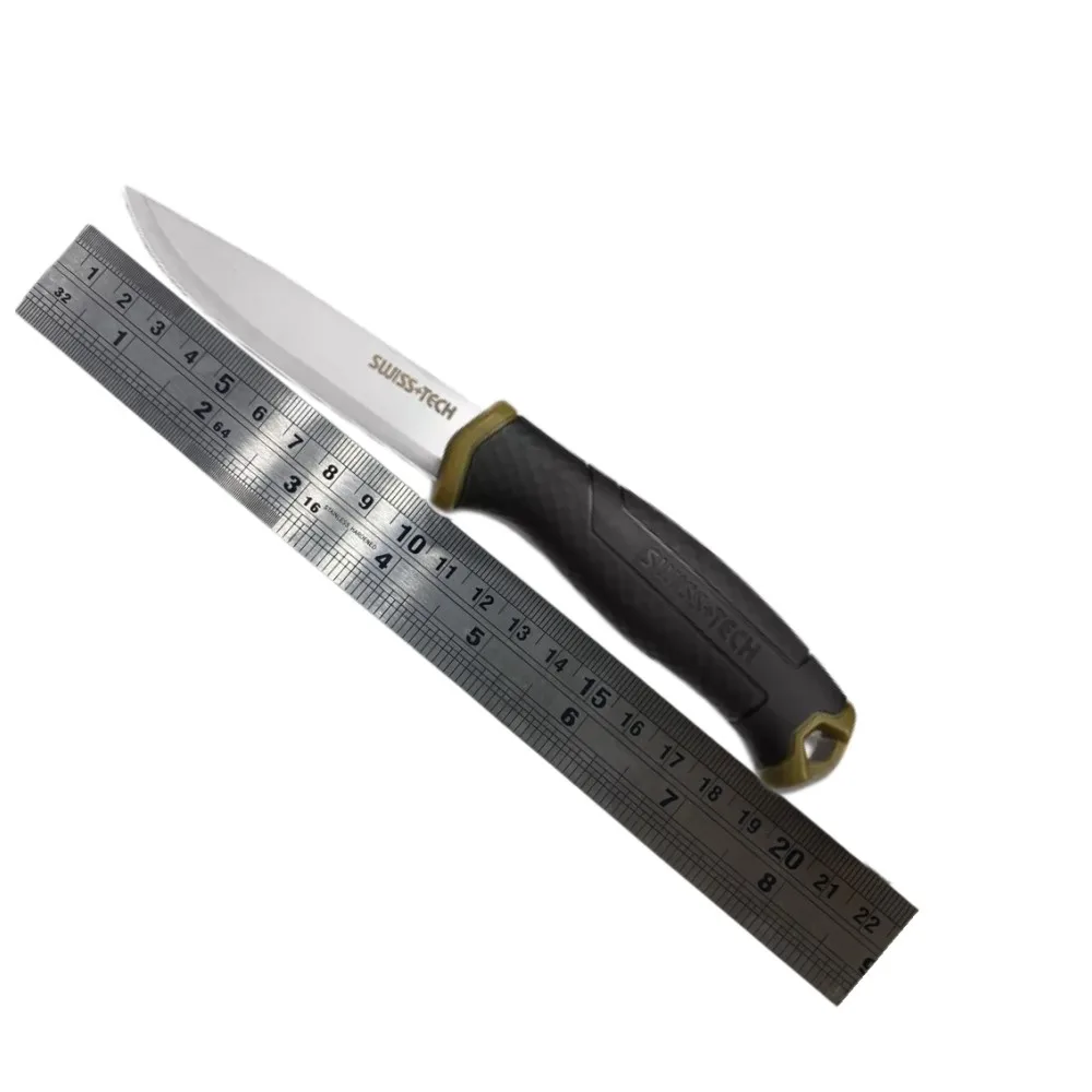 SWISS TECH Fixed Blade Knife Survival Knife with Sheath Knife Tactical Military Hunting Knife Strong Single Edge Great 6
