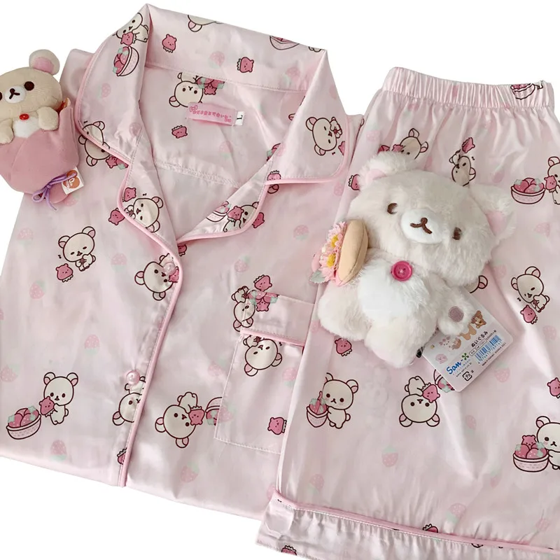 Rilakkuma Korilakkuma Pink Pajama Sets Loungewear Sleepwear