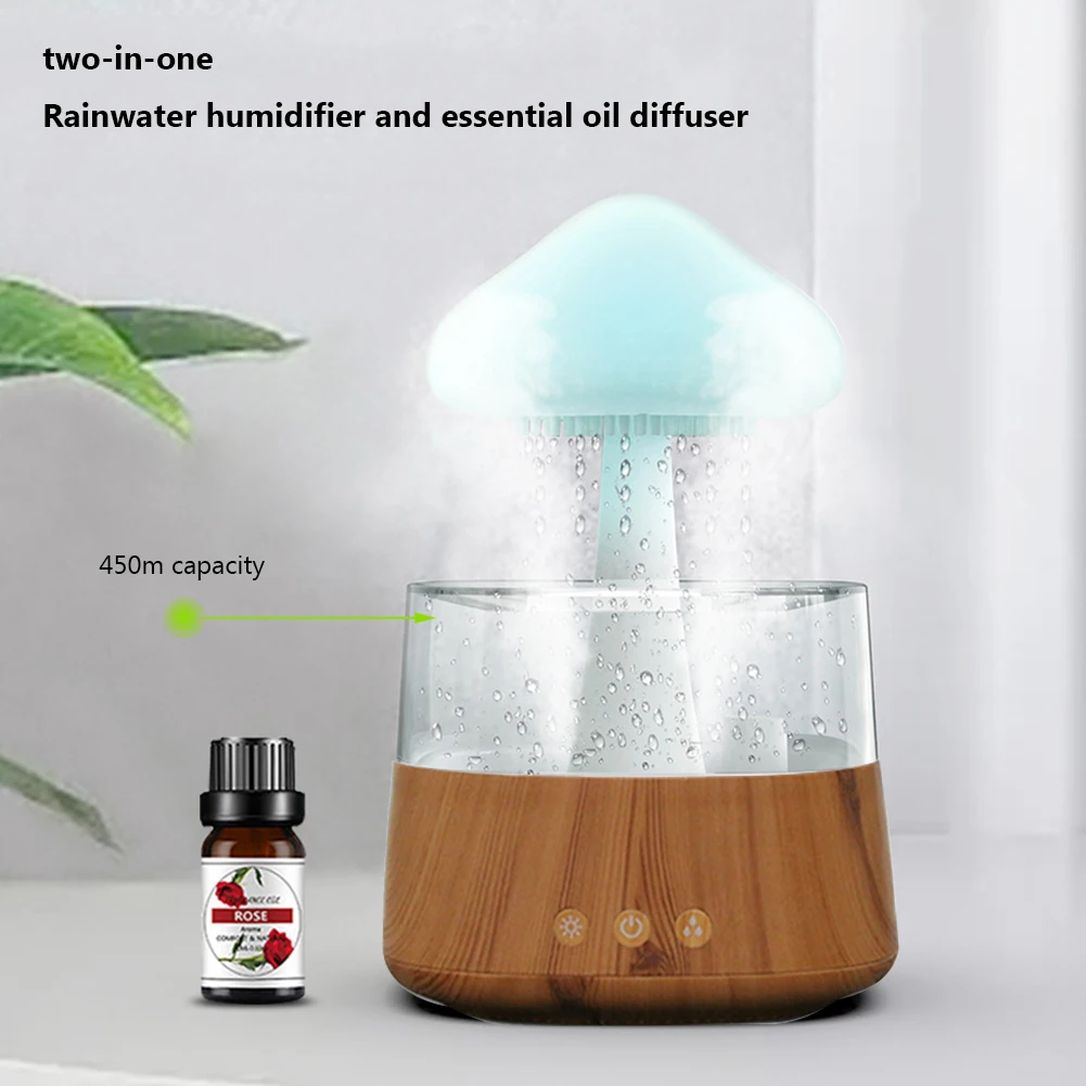 Mushroom Rain Electric Aroma Diffuser Car Air Humidifier Air Freshener Night Light