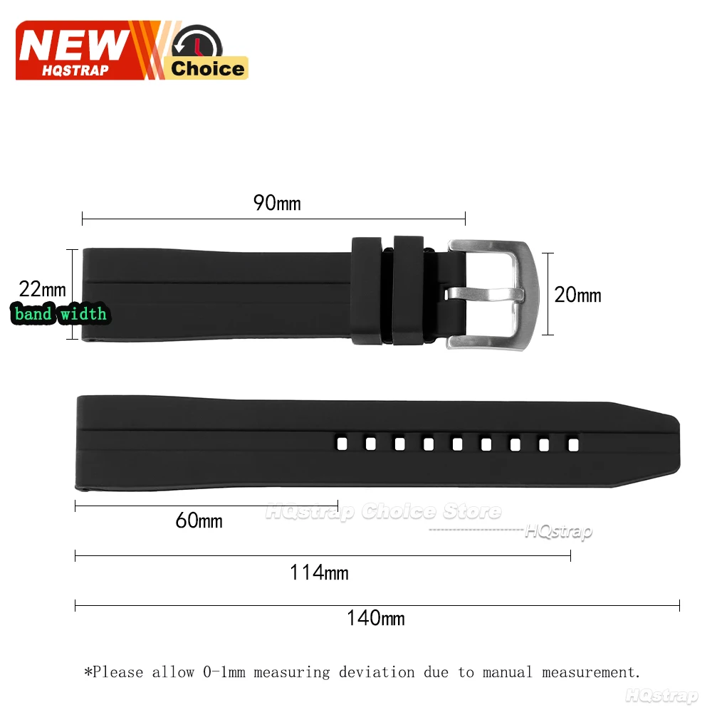 Enhanced Sports Silicone Watch Band - Extended Length Rubber Strap