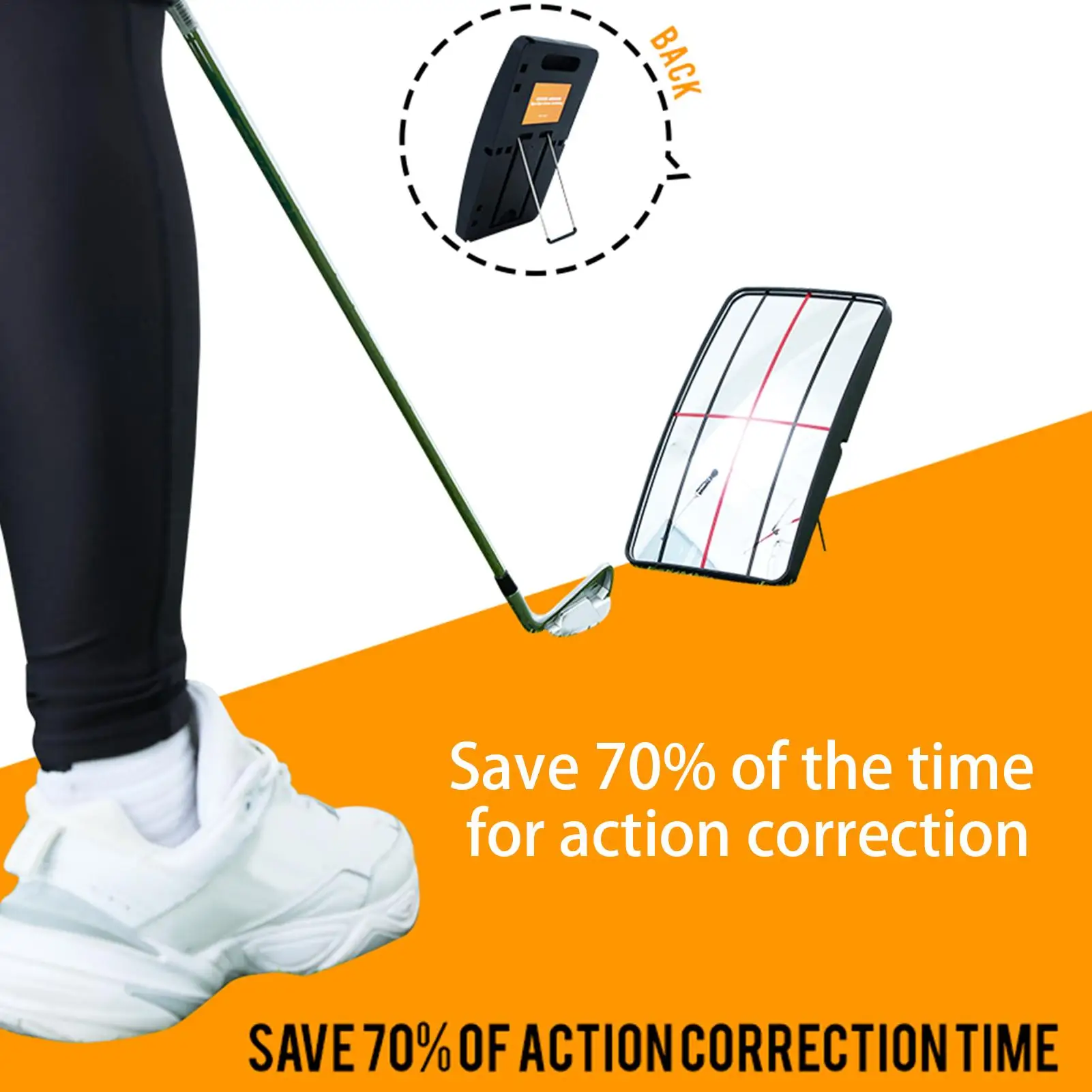 Golf Hitting Postures Correction Mirror Golf Swing Standing Alignment Mirror With Indicator Rod Golf Putting Mirror For Beginner