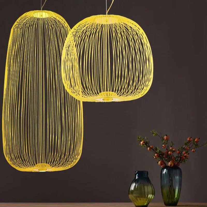 Nordic Remote Foscarini Spokes LED Pendant Lights Industrial Lamp Bird Cage Chandelier Dining Room Living LOFT LED Hanging Lamp 4