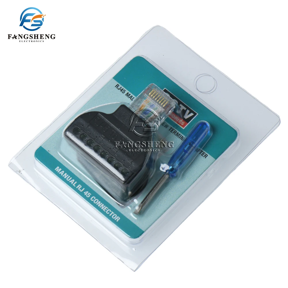 JUNXIAO-4PCS RJ45 Female To 8 Pin Screw Terminal,8P8C Ethernet Screw Terminal Connector Rj45 Female Connector Cctv Dvr Cat5 Cat6 Cat7 Network Adapter - View #7