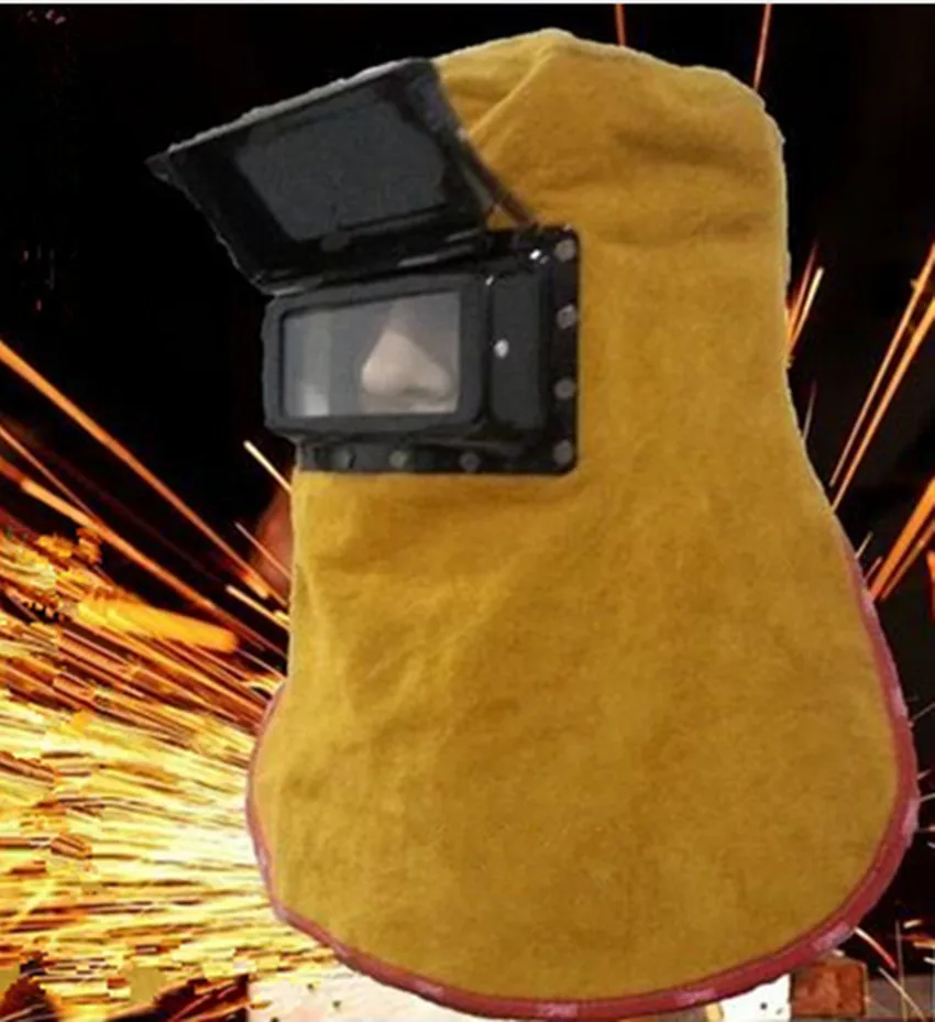 New Leather Welding Helmet Mask W/ Solar Auto Darkening Filter Lens Welder Hood  ATT