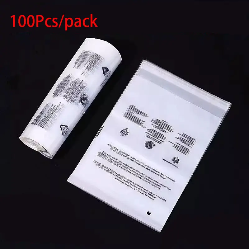 Bainfe 100Pcs PE Self-adhesive Bags Anti Suffocation Warnin