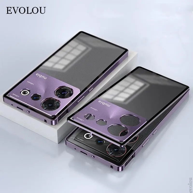 Shockproof Aluminium Alloy Phone Case with Tempered Glass Back