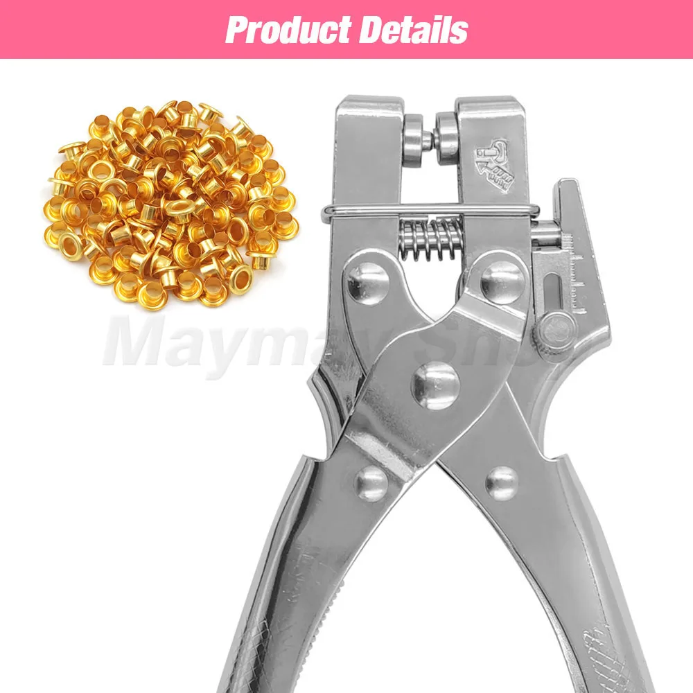 Eyelet Grommet Ring Kit Eyelet Grommet Ring Eyelet Punch Tool Set Grommet Eyelet Kit Grommet Punch Tool Grommet Tool Kit Grommet Tool 5mm Multi-Color Metal Eyelets Grommets Kit with Installation Tools Punch Pliers Kit For Leathercraft Shoes Belts Bags Clothes