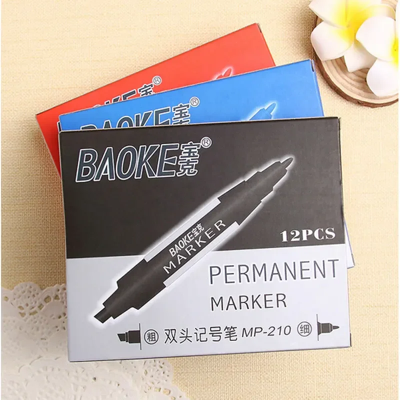 1-Piece Dual Tip Marker Pen Water-resistant Black Blue Red Ink Oily Permanent Markers for CD Glass Fabric Rock Writing Marking 5