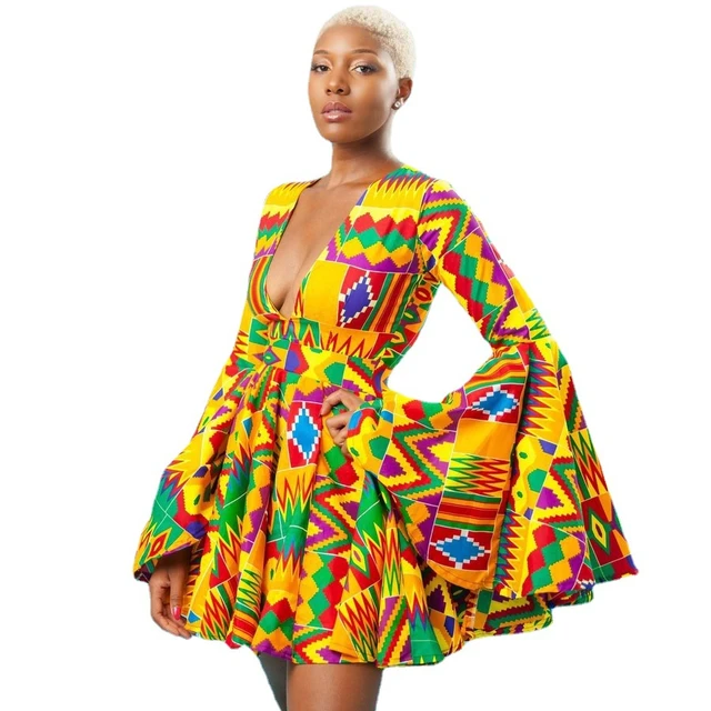 Ndidi Long Flare Sleeve Print Dress