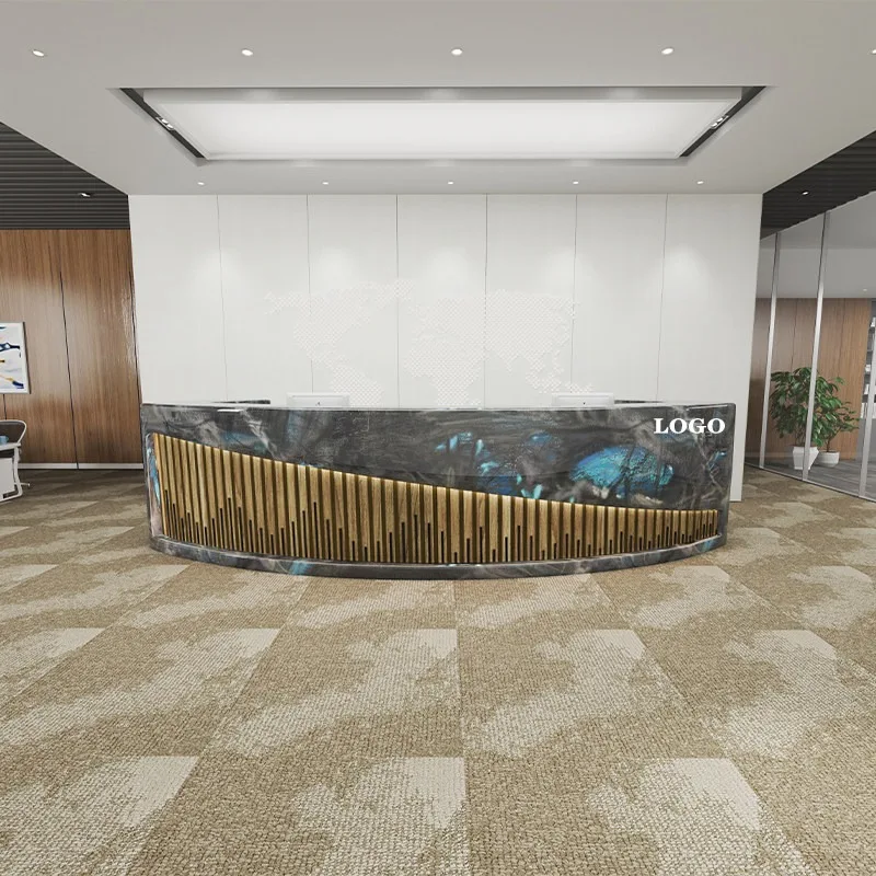 Banco reception di lusso di design, espositore, organizer per ufficio, reception ad angolo, salone moderno, bancone, reception, mobili per la casa - immagine 4